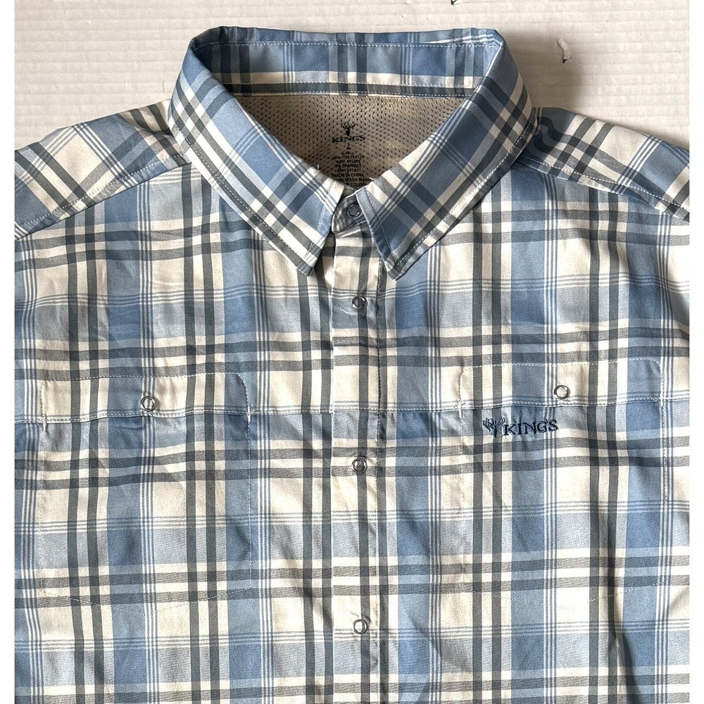 KING'S CAMO XKG Sonora - Men's Blue‎ Plaid Long Sleeve Sanp Shirt - Medium